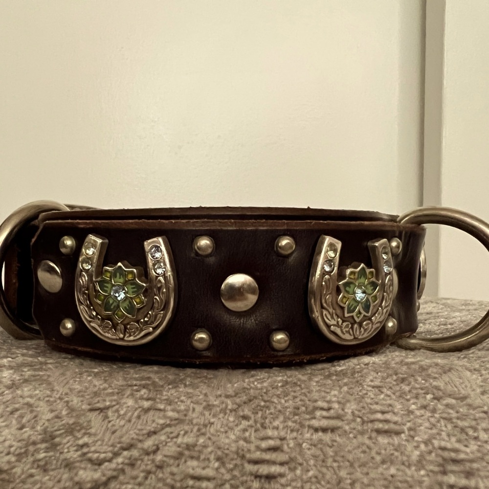 Large Handmade Rodeo Cowboy Dog Collar 1 1/2” thick and about 17” in length. New